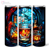 Thumbnail for Mysterious Rum In Stained Glass 20oz Skinny Tumbler, Rum Lover, Alcohol Tumbler, Vibrant Tumbler, Trending Tumbler