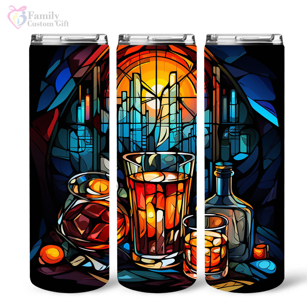 Mysterious Rum In Stained Glass 20oz Skinny Tumbler, Rum Lover, Alcohol Tumbler, Vibrant Tumbler, Trending Tumbler