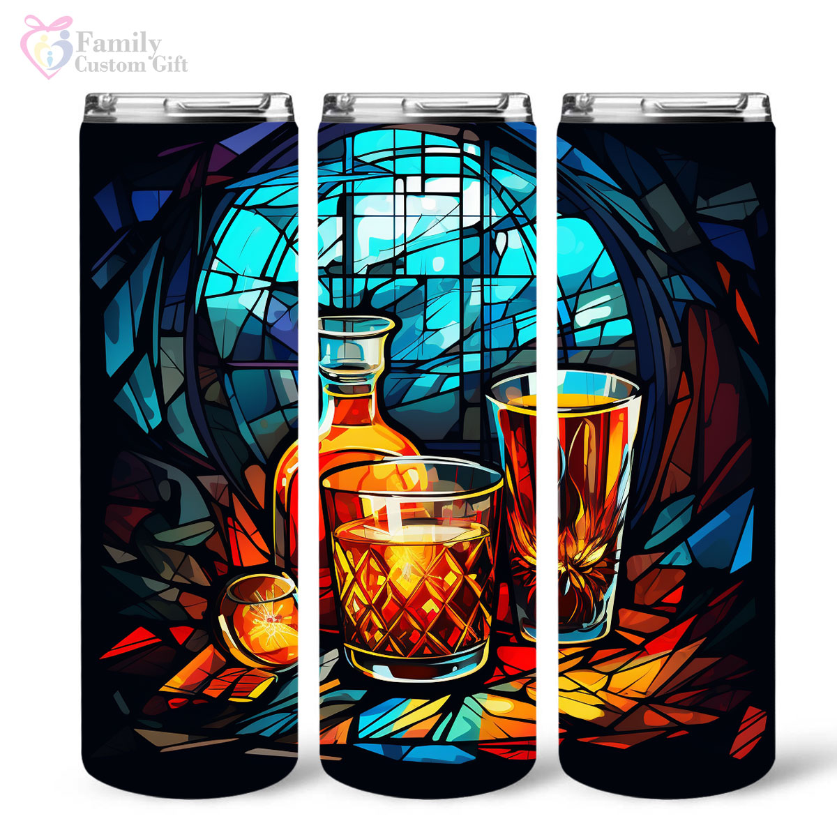 Colorful Rum In Stained Glass 20oz Skinny Tumbler, Rum Lover, Alcohol Tumbler, Vibrant Tumbler, Trending Tumbler