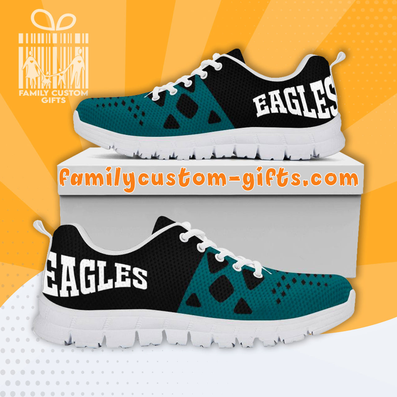 Familycustom Gifts, Philadelphia Eagles Personalized Max Soul Sneakers Running Sport Shoes for Men Women, Men's Sneakers Black / US8.5 (EU42)