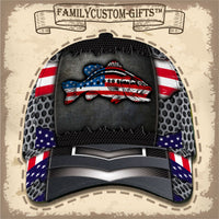 Thumbnail for Fishing American Flag Vintage Custom Hats for Men & Women 3D Prints Personalized Baseball Caps
