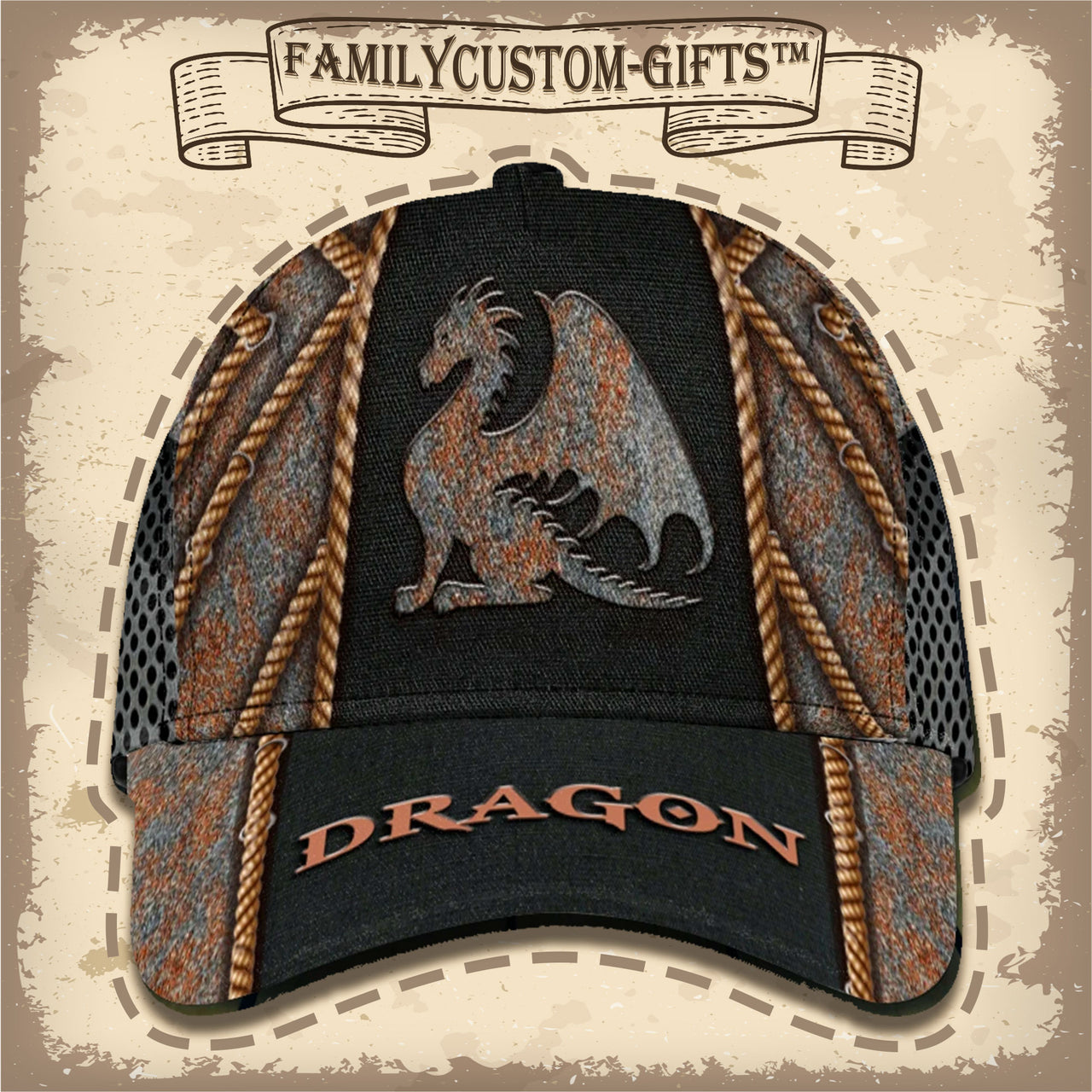 Vintage Dragon Custom Hats for Men & Women 3D Prints Personalized Baseball Caps
