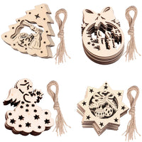 Thumbnail for 10-Pack 8cm Unfinished Wooden Cutouts: DIY Christmas Hanging Ornaments and Gift Tags for Xmas Tree Decor