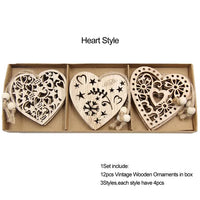Thumbnail for 12-Piece Vintage Snowflake Wooden Pendants Set: Christmas Tree Hanging Ornaments and Festive Decoration Gifts
