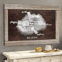 Thumbnail for Papa And Kids Est Hand Art Canvas Wooden Background Father's Day Canvas for Grandpa
