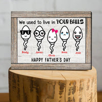 Thumbnail for Funny Happy Father Day Canvas, We used to live in Your Balls Funny Gift for Father from Kids