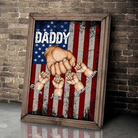Thumbnail for Personalized Papa Hands Kid American Flag Father's Day Canvas for Grandpa