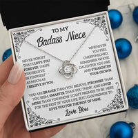 Thumbnail for To My Badass Niece Necklace, Love Knot Necklace, Badass Niece Gift