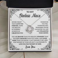 Thumbnail for To My Badass Niece Necklace, Love Knot Necklace, Badass Niece Gift