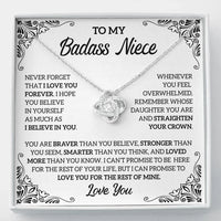 Thumbnail for To My Badass Niece Necklace, Love Knot Necklace, Badass Niece Gift