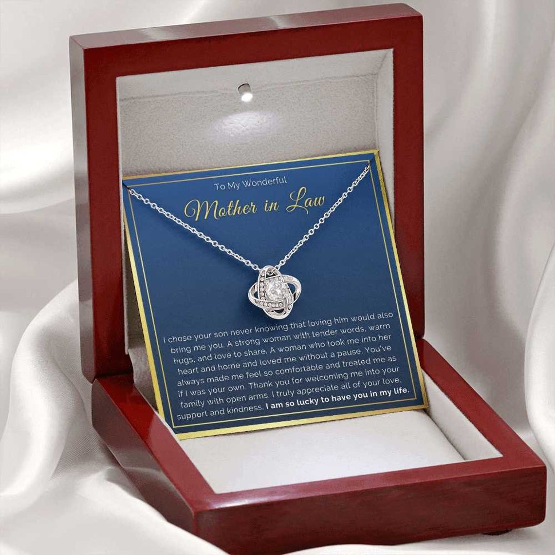 Buy to My Mother in Law Necklace from Daughter | Gift to Mother-in-law for Christmas Birthday Mother's Day, Message Card to Mom-In-Law - Blue Online 