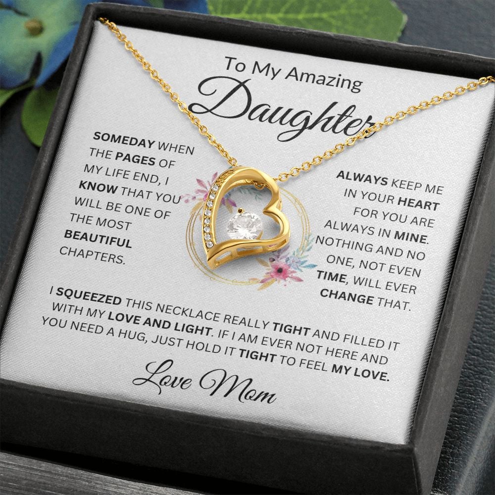 To My Amazing Daughter Forever Love Necklace, Gift from Mom to Daughter, Birthday Gift, Meaningful Gift Necklace