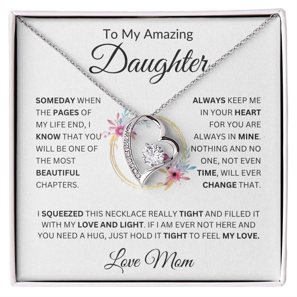 To My Amazing Daughter Forever Love Necklace, Gift from Mom to Daughter, Birthday Gift, Meaningful Gift Necklace