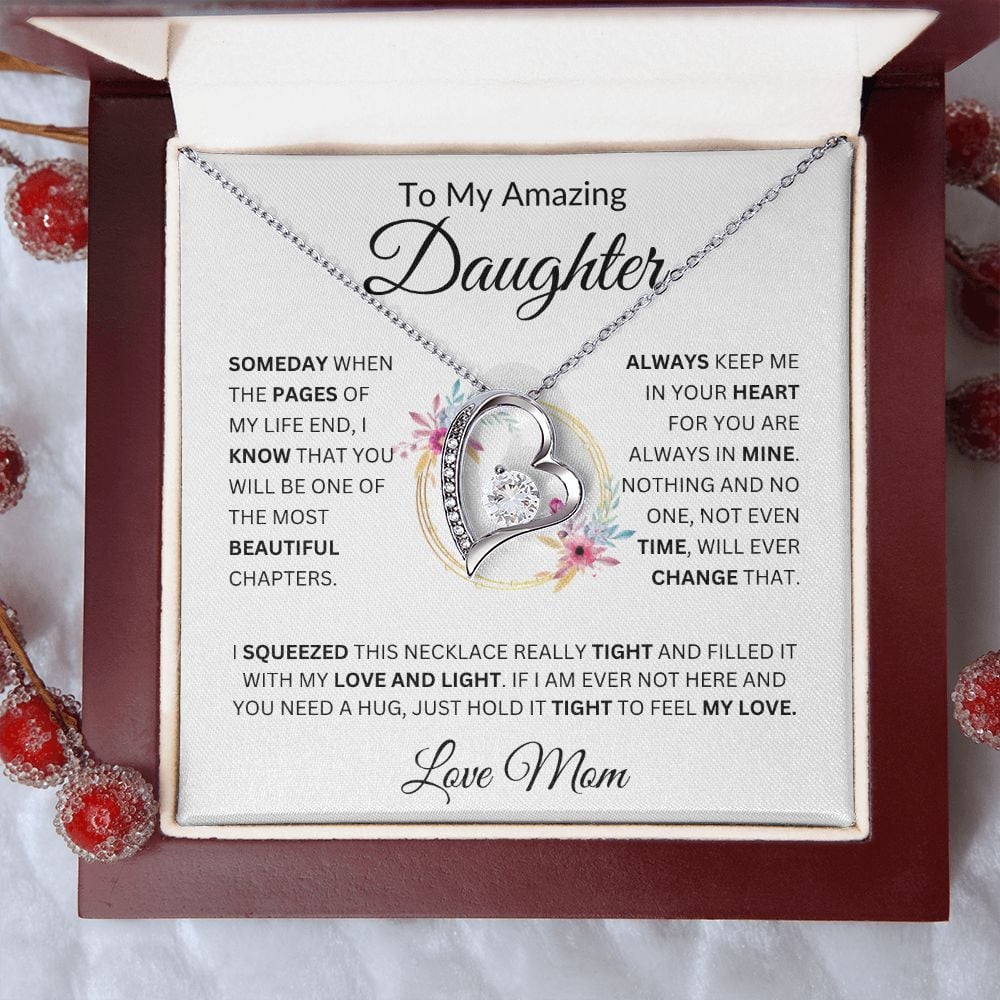 To My Amazing Daughter Forever Love Necklace, Gift from Mom to Daughter, Birthday Gift, Meaningful Gift Necklace