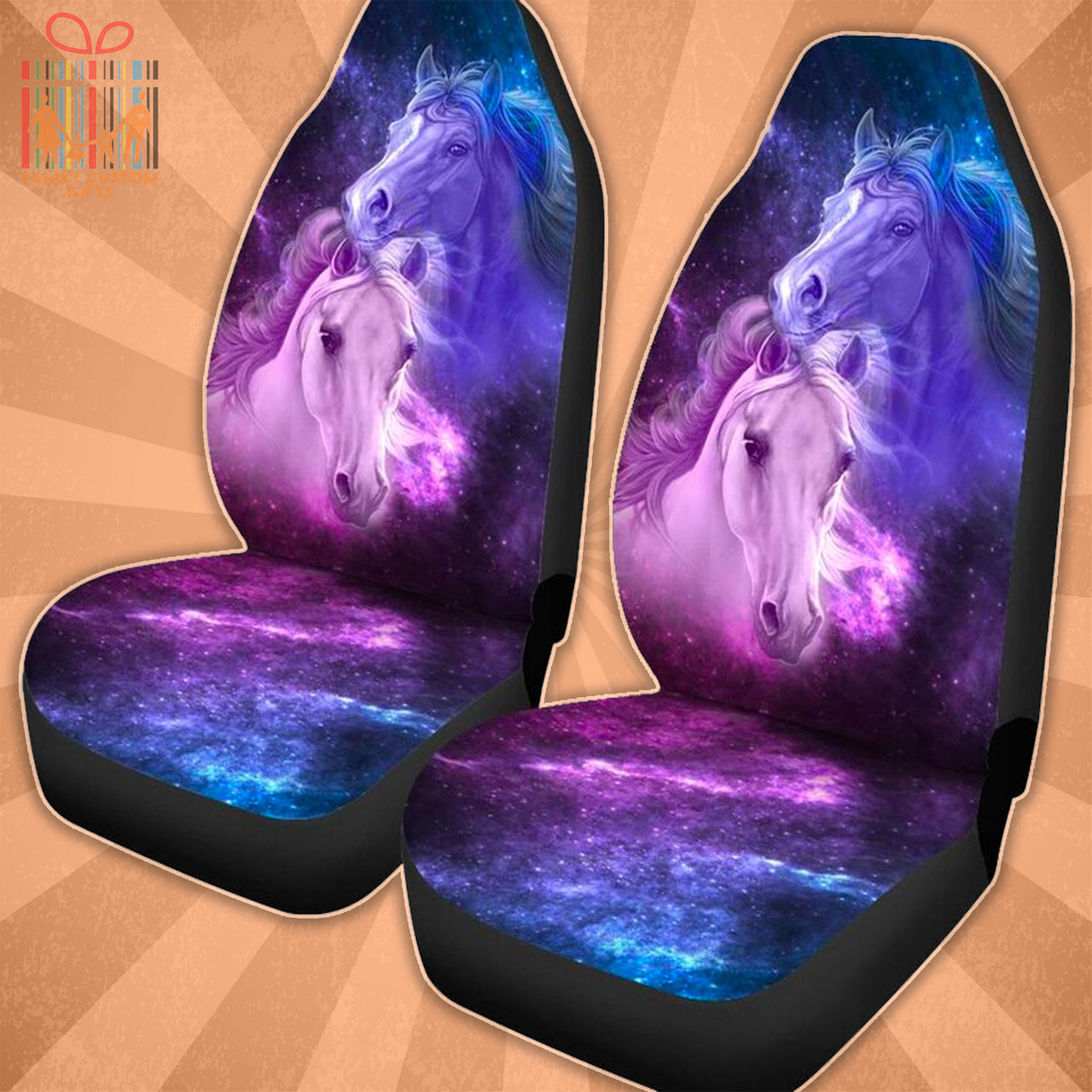 Custom Car Seat Cover Horse Galaxy Space Neoprene Seat Covers for Cars