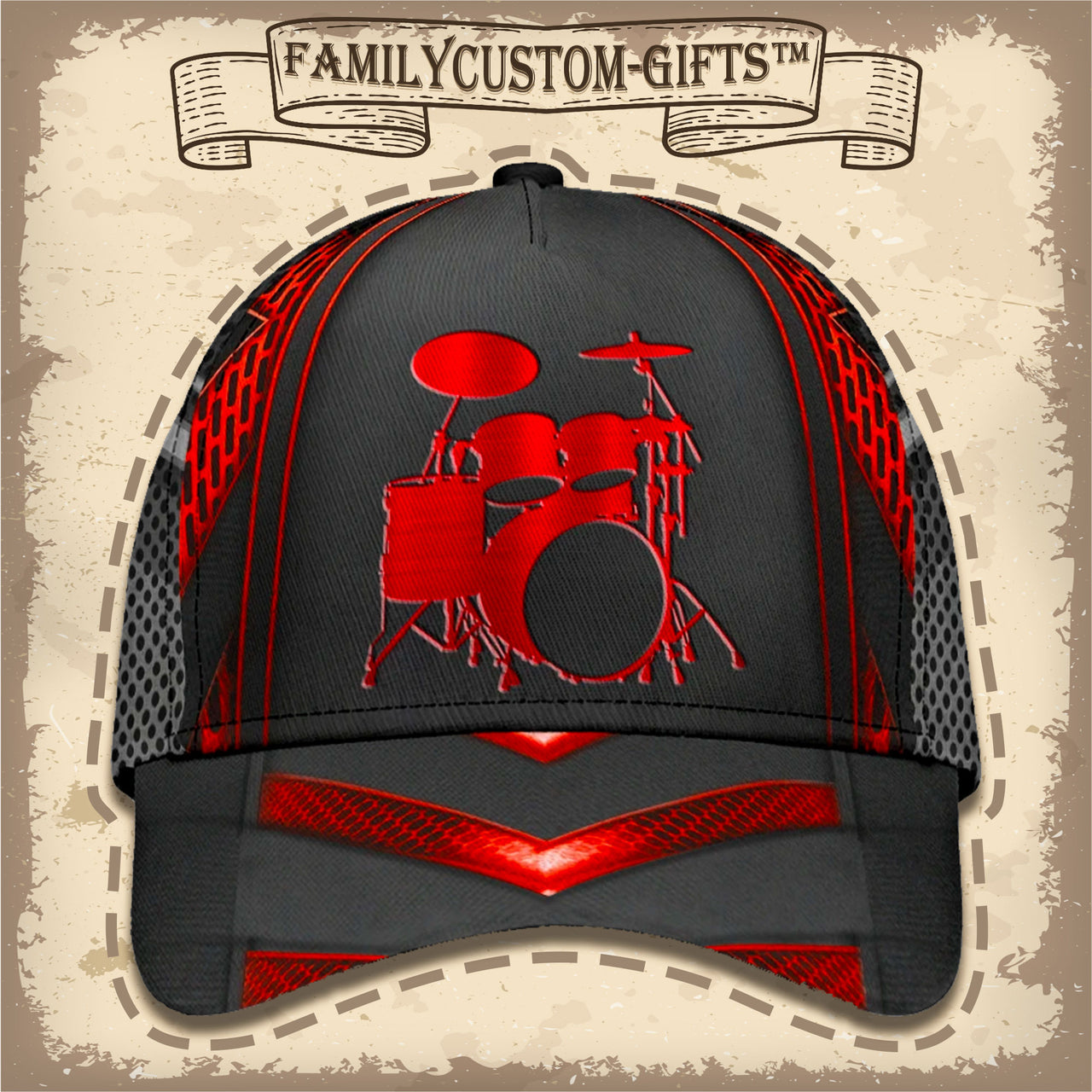 Red Drum Kit Custom Hats for Men & Women 3D Prints Personalized Baseball Caps