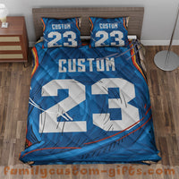 Thumbnail for Custom Quilt Sets Oklahoma City Jersey Personalized Basketball Premium Quilt Bedding for Men Women