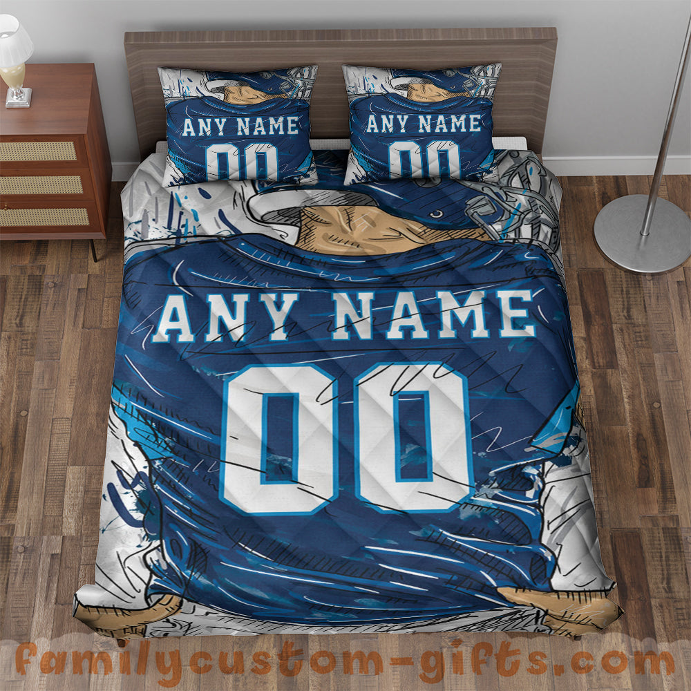 Custom Quilt Sets Tennessee Jersey Personalized Football Premium Quilt Bedding for Men Women