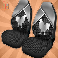 Thumbnail for Custom Car Seat Cover Chicken Print 3D Silver Metal Seat Covers for Cars