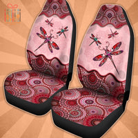 Thumbnail for Custom Car Seat Cover Red Dragonfly Bohemian Vintage Mandala Seat Covers for Cars