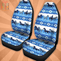 Thumbnail for Custom Car Seat Cover Blue Horse Pattern Seat Covers for Cars