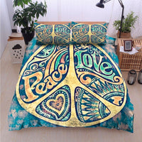 Thumbnail for Comforter Hippie Peace and Love Pacifist Colorful Custom Bedding Set for Kids Teens Adult Premium Bed Set