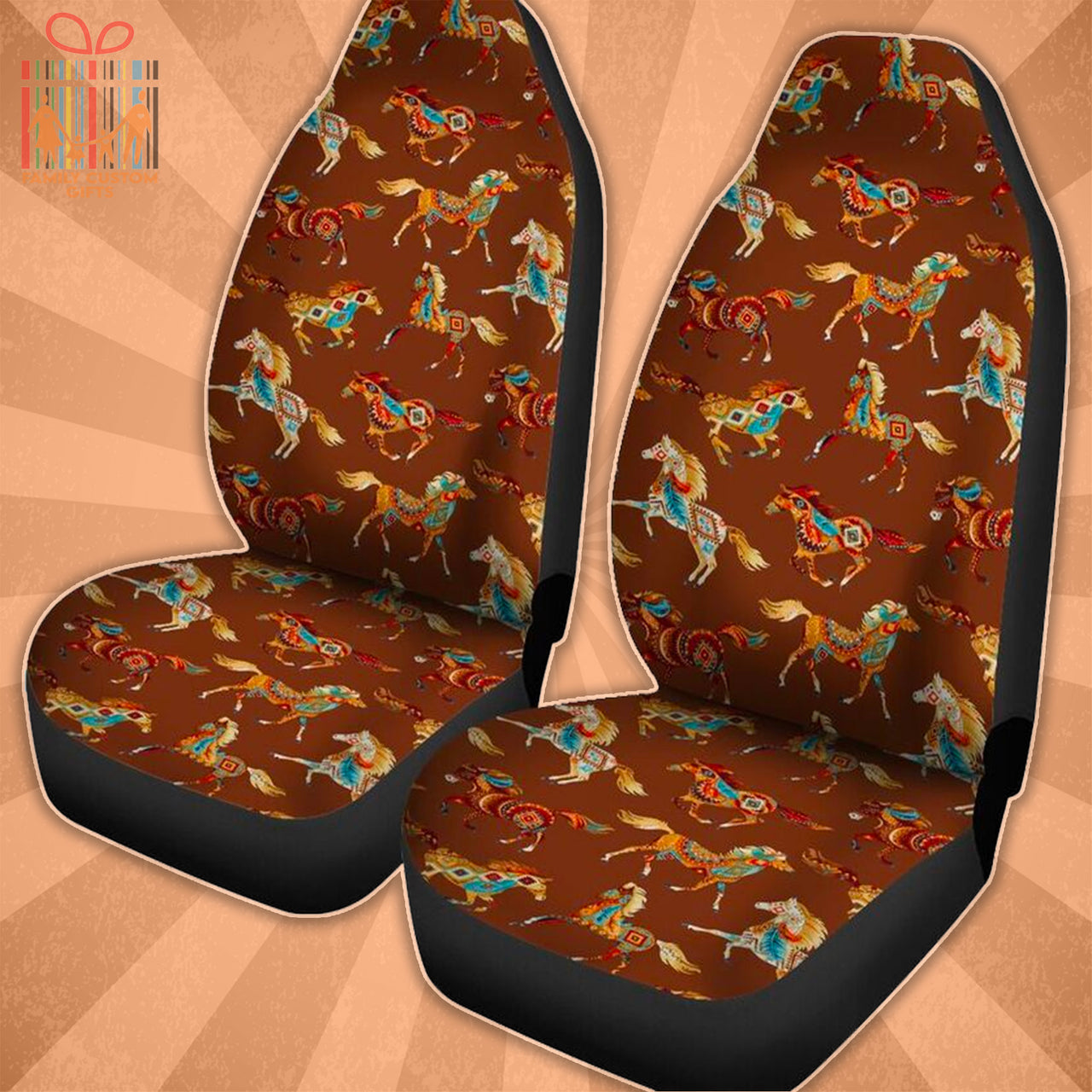 Custom Car Seat Cover Horse Galloping Horse Pattern Seat Covers for Cars