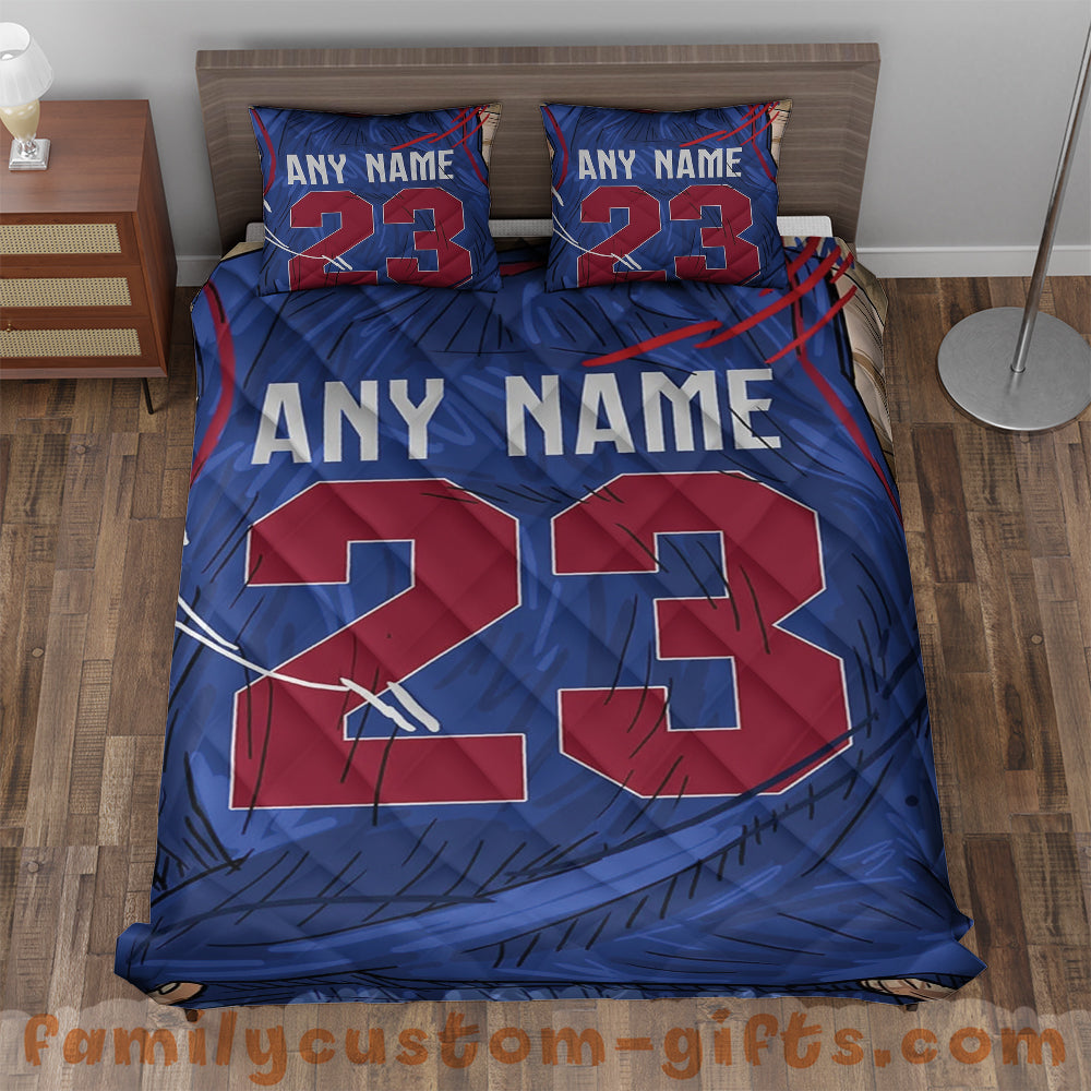 Custom Quilt Sets Detroit Jersey Personalized Basketball Premium Quilt Bedding for Men Women