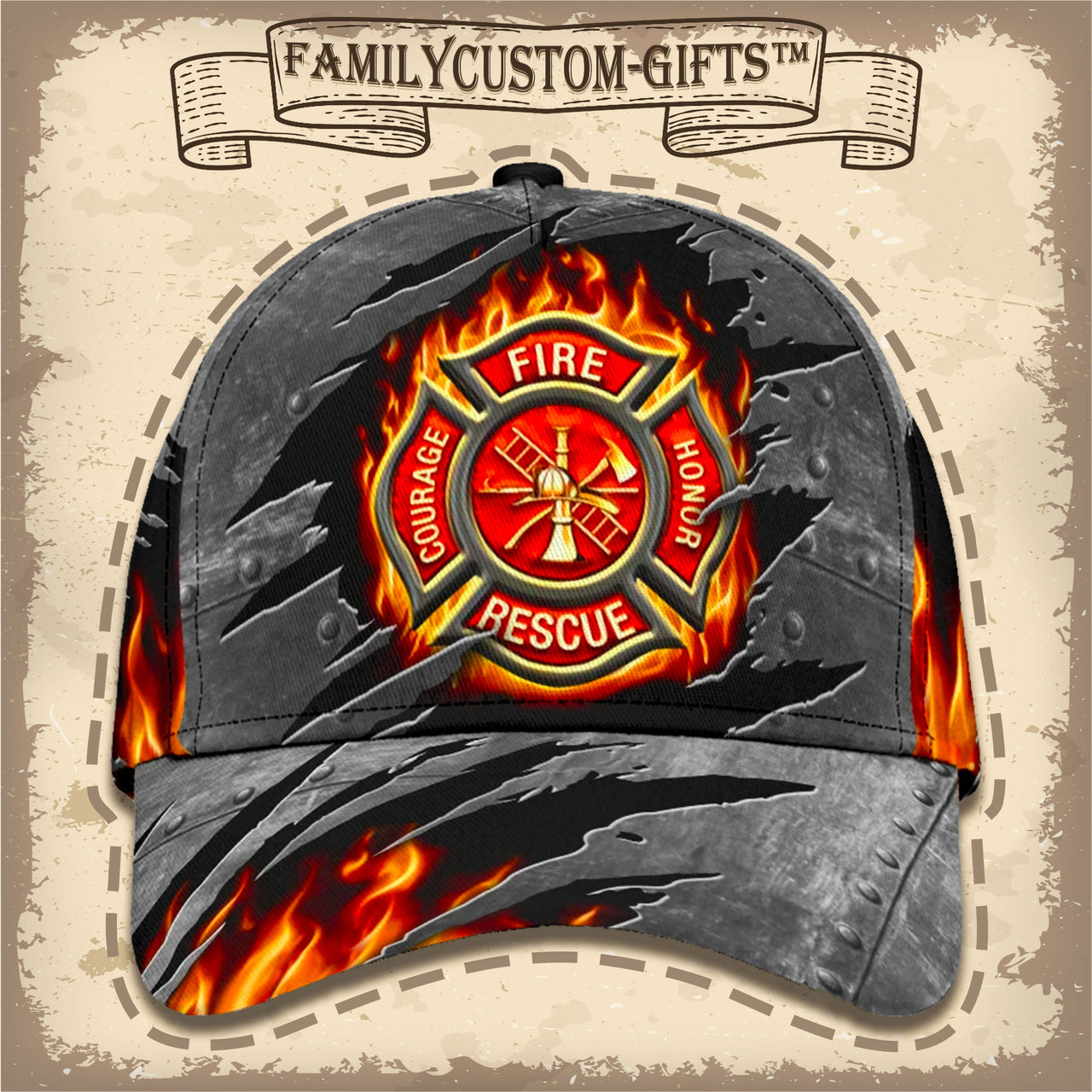 Fire Rescue & Fire Department Custom Hats for Men & Women 3D Prints Personalized Baseball Caps