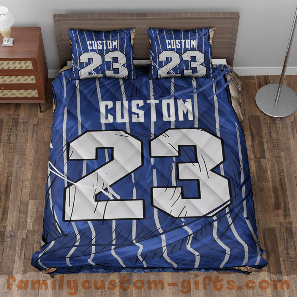 Custom Quilt Sets Orlando Jersey Personalized Basketball Premium Quilt Bedding for Boys Girls Men Women