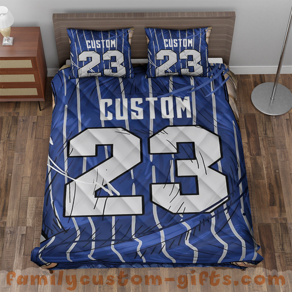 Custom Quilt Sets Orlando Jersey Personalized Basketball Premium Quilt Bedding for Boys Girls Men Women