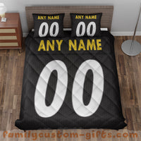 Thumbnail for Custom Quilt Sets Pittsburgh Jersey Personalized Football Premium Quilt Bedding for Men Women