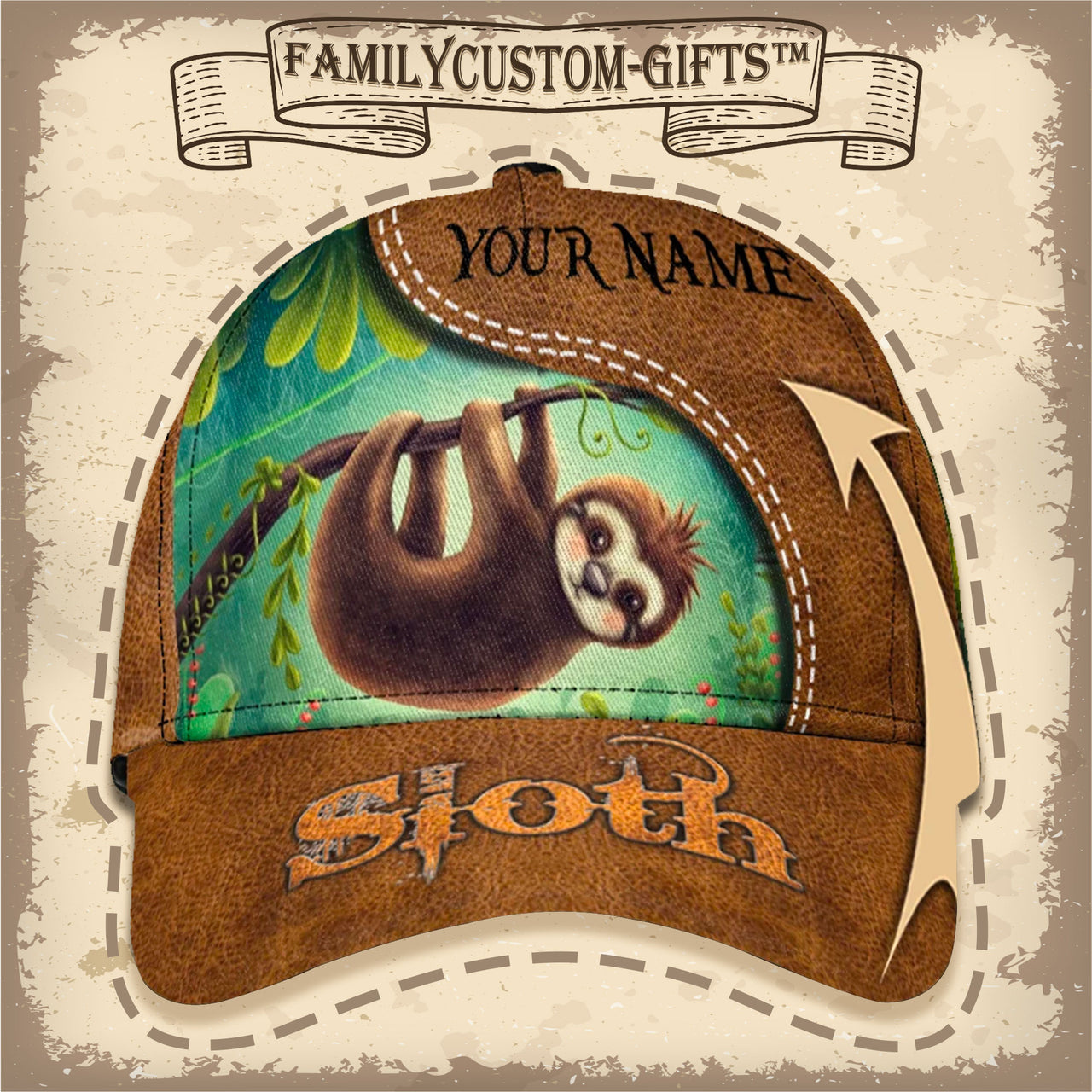Cute Sloth Custom Hats for Men & Women 3D Prints Personalized Baseball Caps
