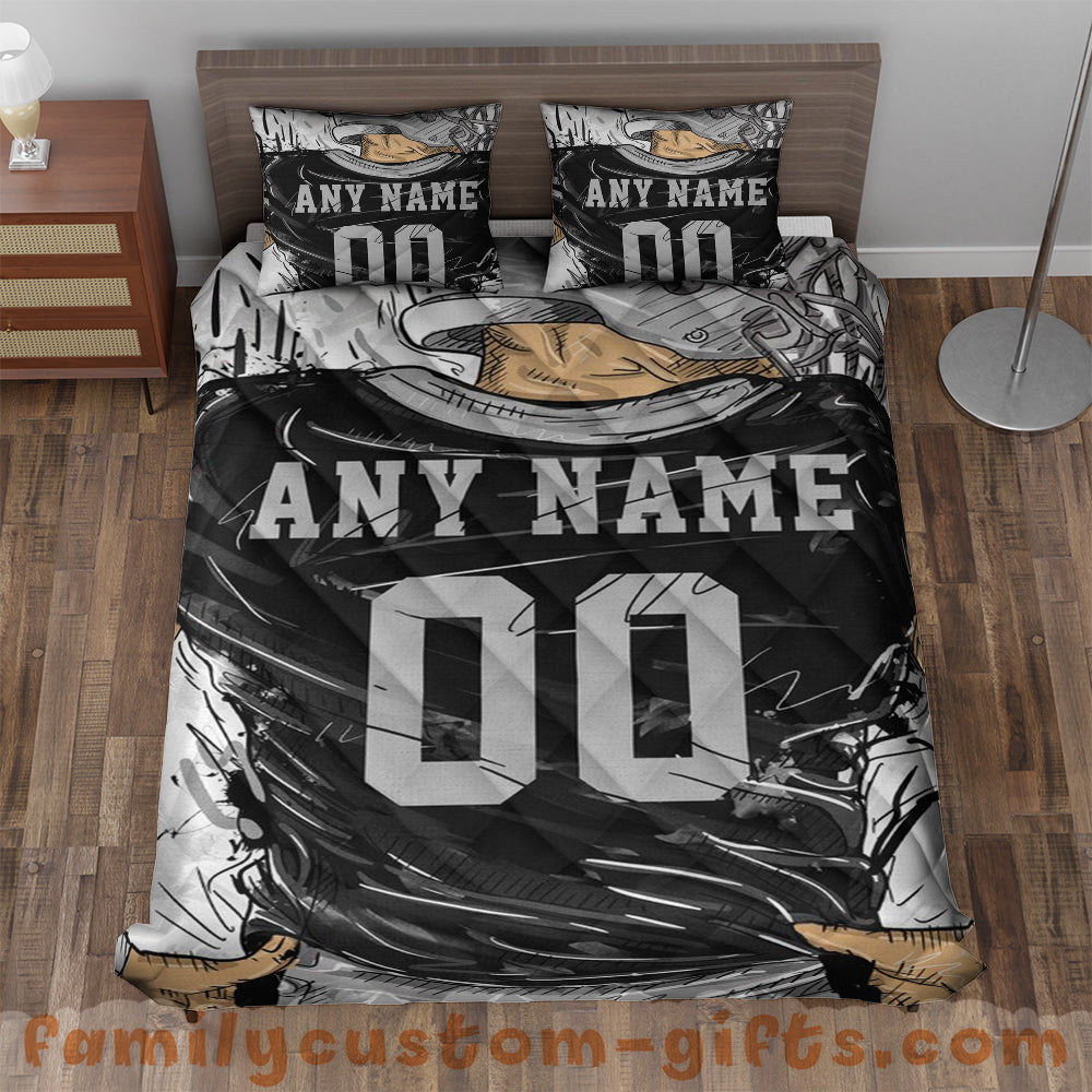 Custom Quilt Sets Oakland Jersey Personalized Football Premium Quilt Bedding for Boys Girls Men Women