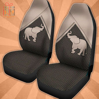 Thumbnail for Custom Car Seat Cover Elephant Beige 3D Silver Metal Seat Covers for Cars