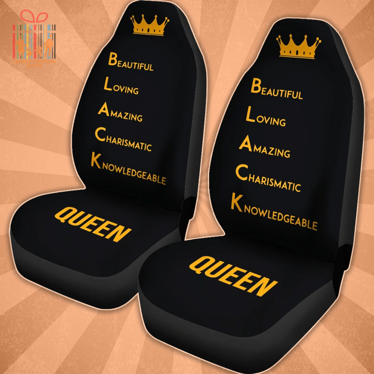 Custom Car Seat Cover Black Queen Seat Covers for Cars – FAMILY GIFTS