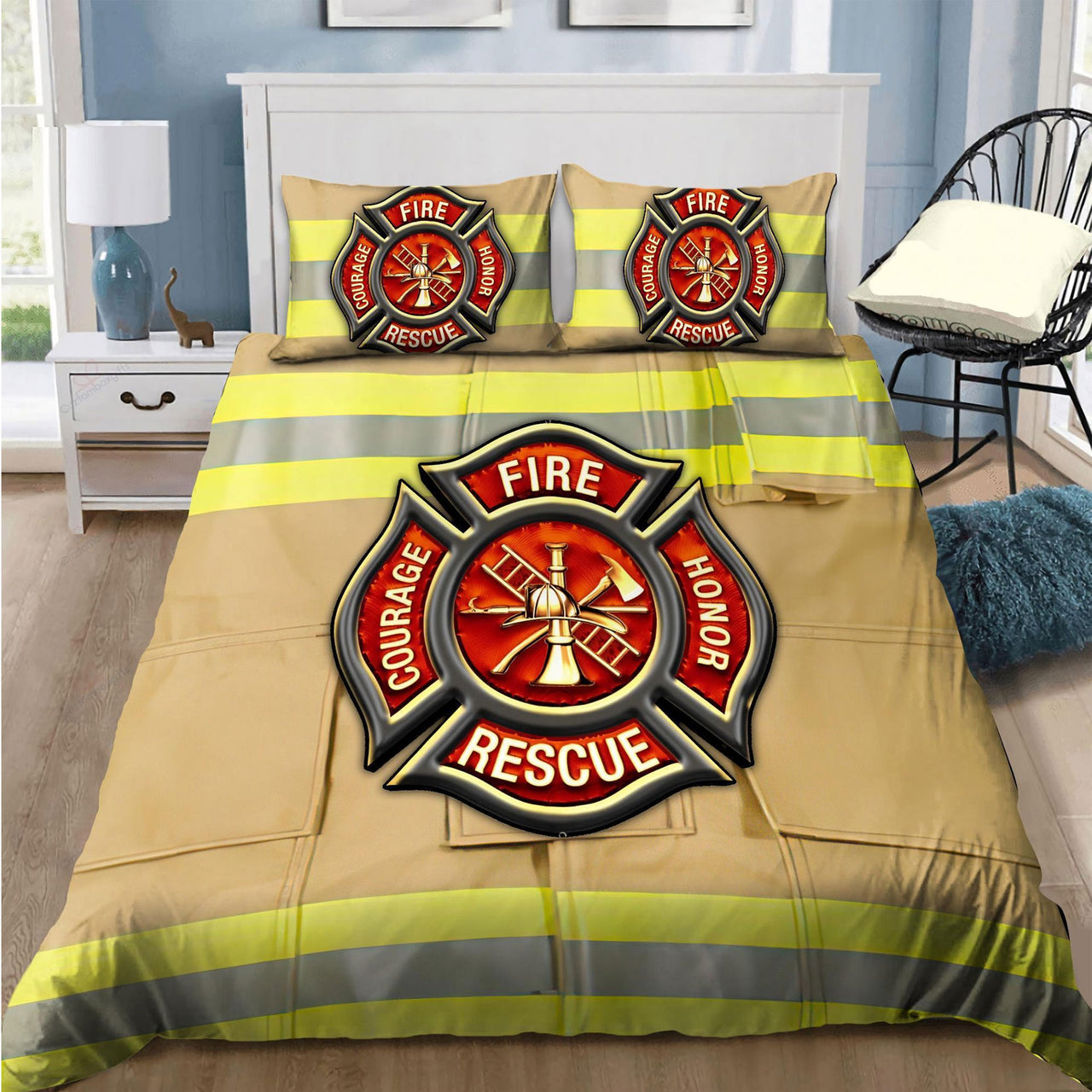 Comforter Strong Firefighter Coat Custom Bedding Set for Kids Teens Adult Personalized Premium Bed Set