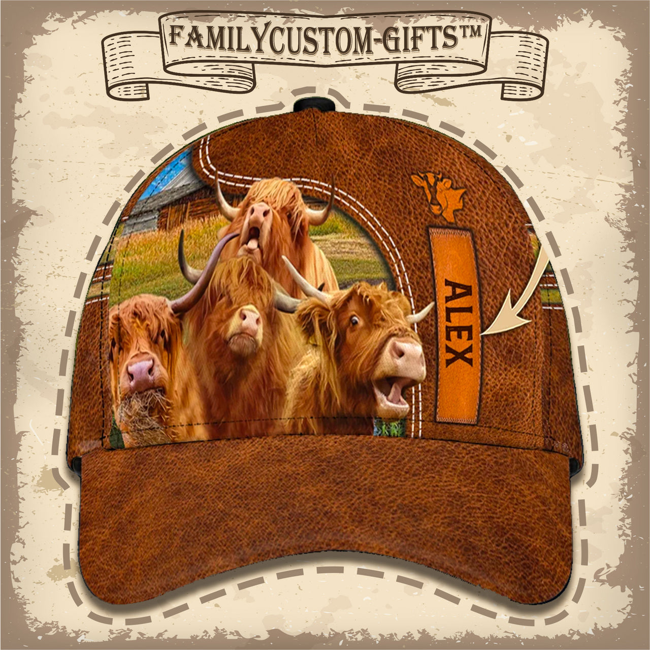 Funny Farm Cow Animal Custom Hats for Men & Women 3D Prints Personalized Baseball Caps