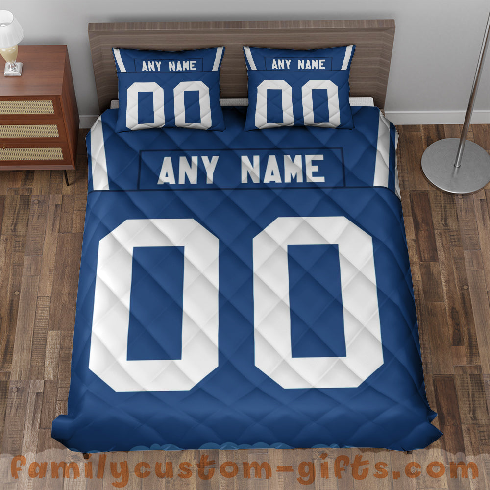 Custom Quilt Sets Indianapolis Jersey Personalized Football Premium Quilt Bedding for Men Women