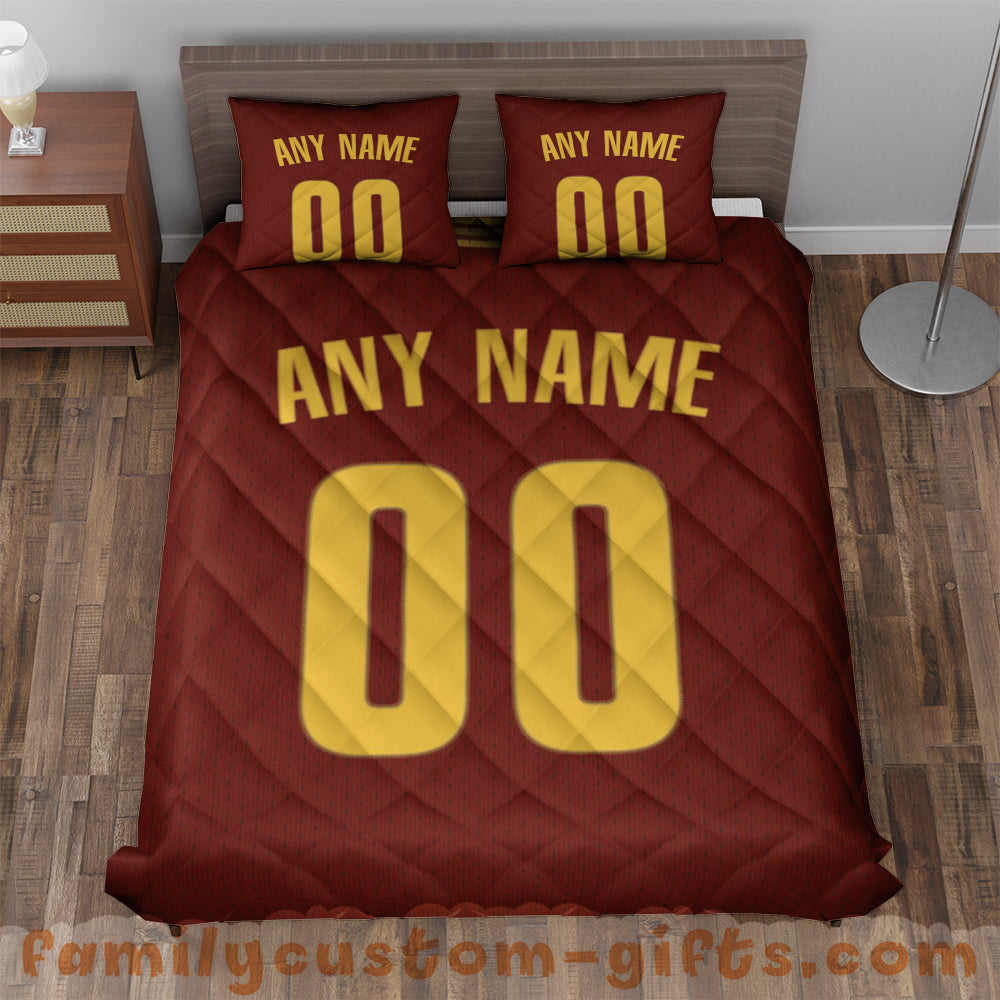 Custom Quilt Sets Cleveland Jersey Personalized Basketball Premium Quilt Bedding for Men Women