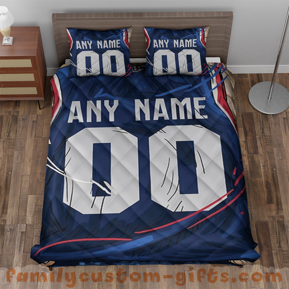 Custom Quilt Sets Kansas Jersey Personalized Basketball Premium Quilt Bedding for Men Women