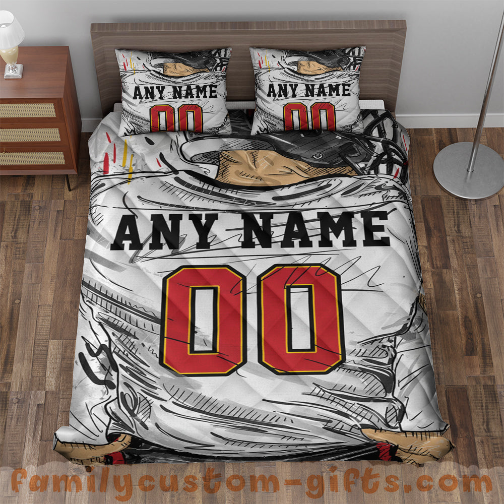 Custom Quilt Sets Tampa Bay Jersey Personalized Football Premium Quilt Bedding for Men Women