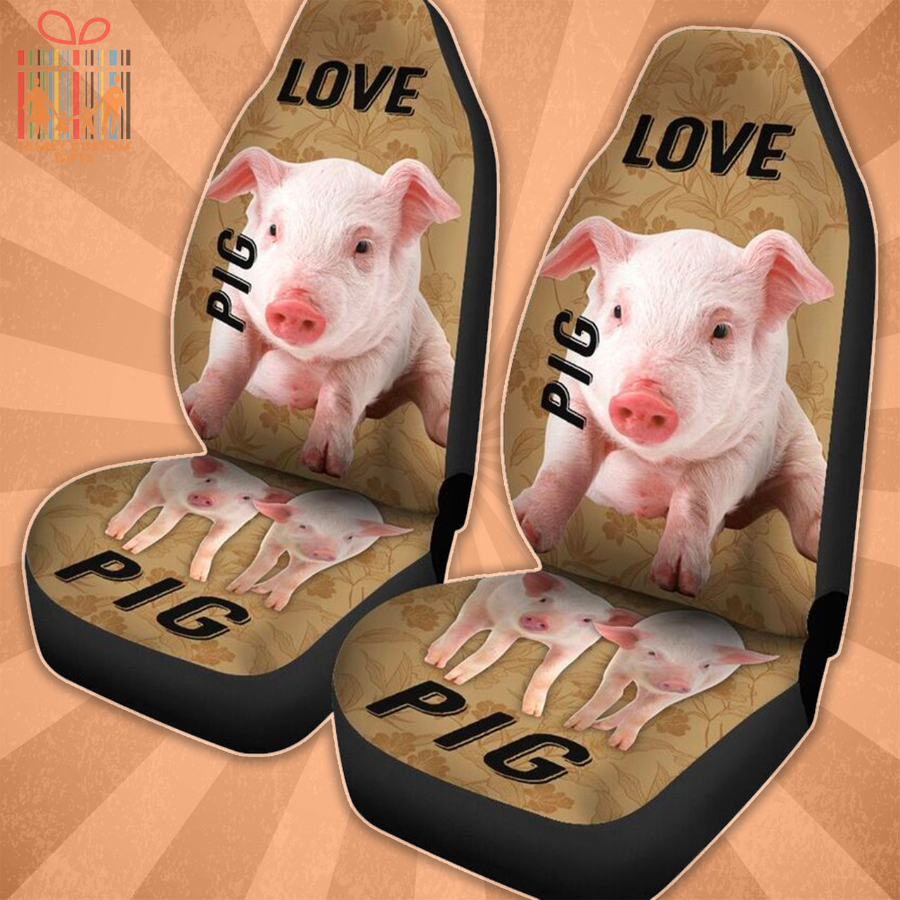 Custom Car Seat Cover Cute Pig Love Seat Covers for Cars