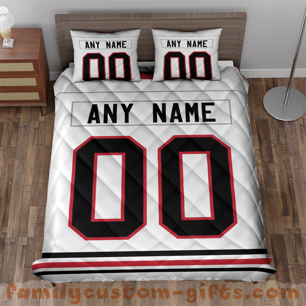 Custom Quilt Sets Chicago Jersey Personalized Ice hockey Premium Quilt Bedding for Men Women