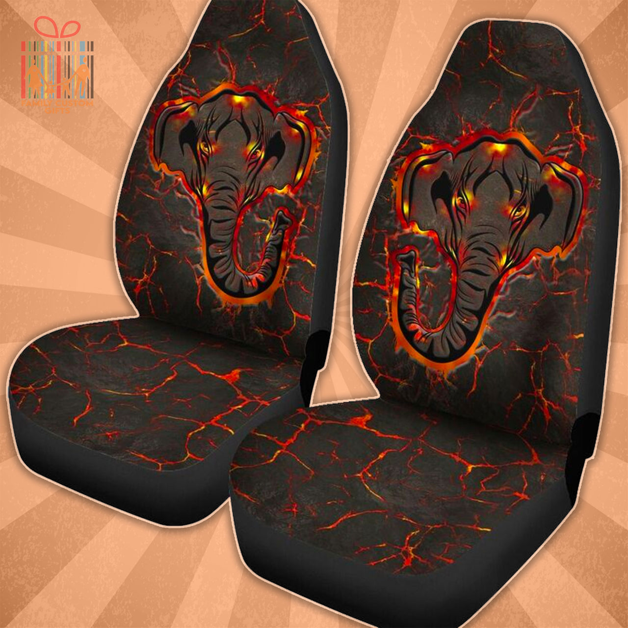 Custom Car Seat Cover Elephant In Laka Crack Ground Seat Covers for Cars
