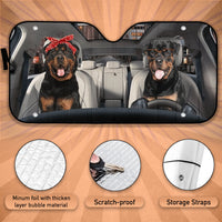 Thumbnail for Custom Windshield Sun Shade for Car Cute Rottweiler Driver Car Sun Shade - Car Accessory