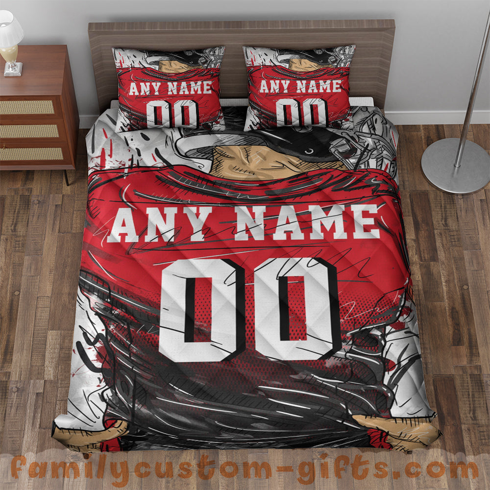 Custom Quilt Sets Atlanta Jersey Personalized Football Premium Quilt Bedding for Boys Girls Men Women
