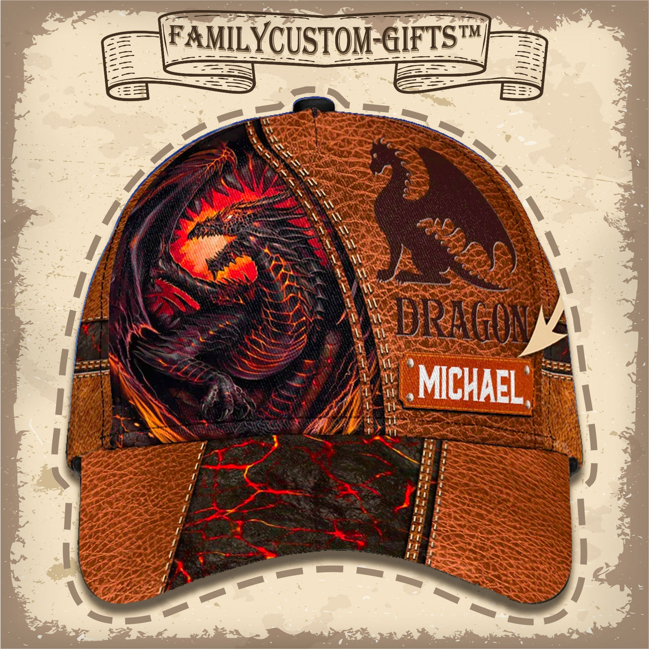 Red Fire Dragon Custom Hats for Men & Women 3D Prints Personalized Baseball Caps