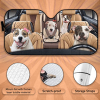 Thumbnail for Custom Windshield Sun Shade for Car Cute Pitbull Family Driver Car Sun Shade - Car Accessory