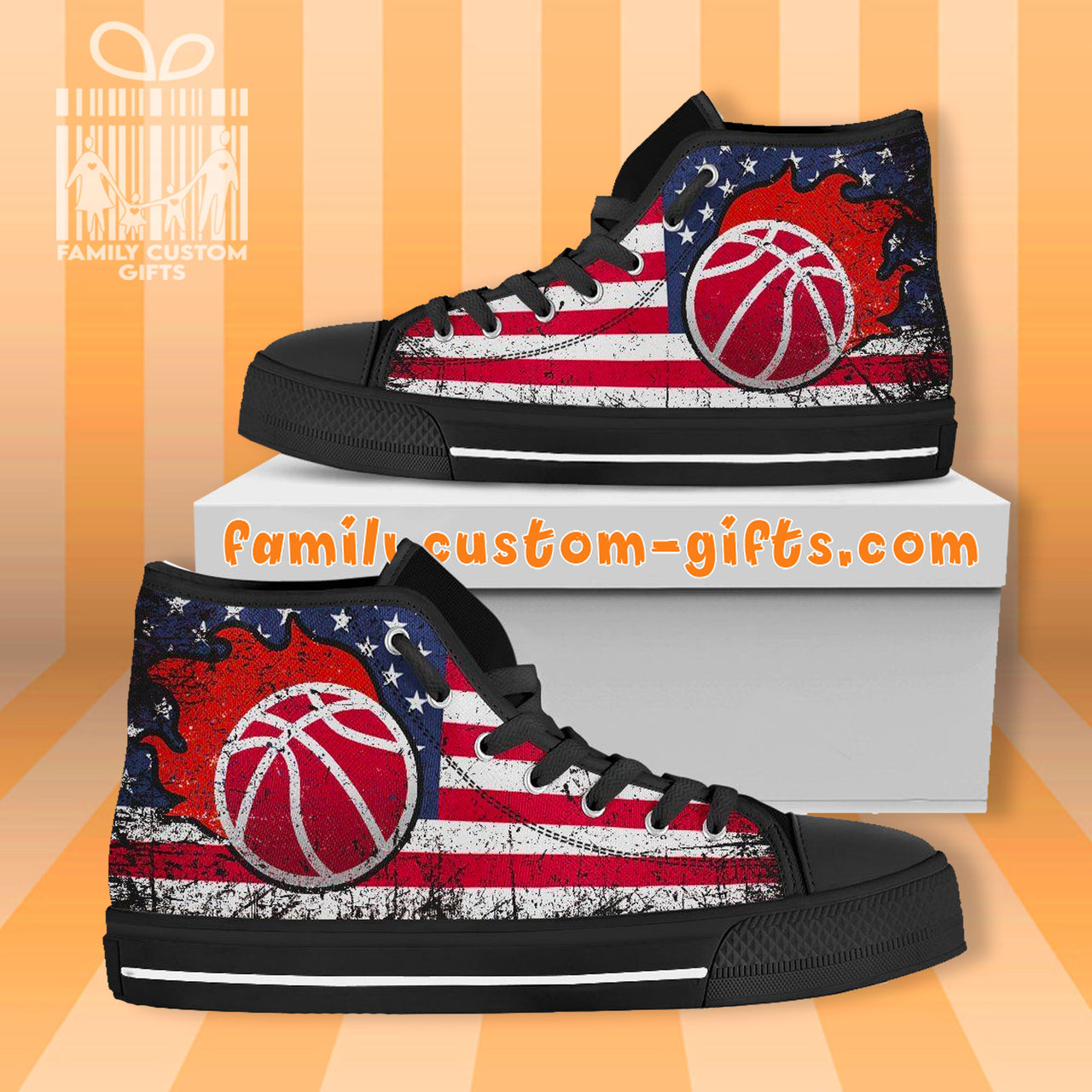 Basketball American USA Flag High Top Canvas Shoes for Men Women 3D Prints Fashion Sneakers